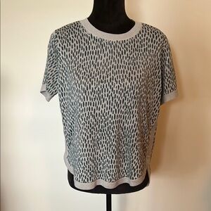 Garnet Hill Gray and Green Patterned Knit Top Size S